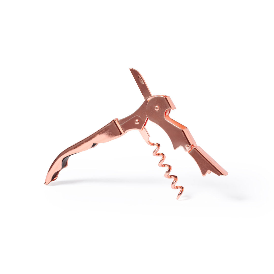 Copper Elegance Corkscrew aus rostfreiem Stahl mit verzinkter Kupferbeschichtung.