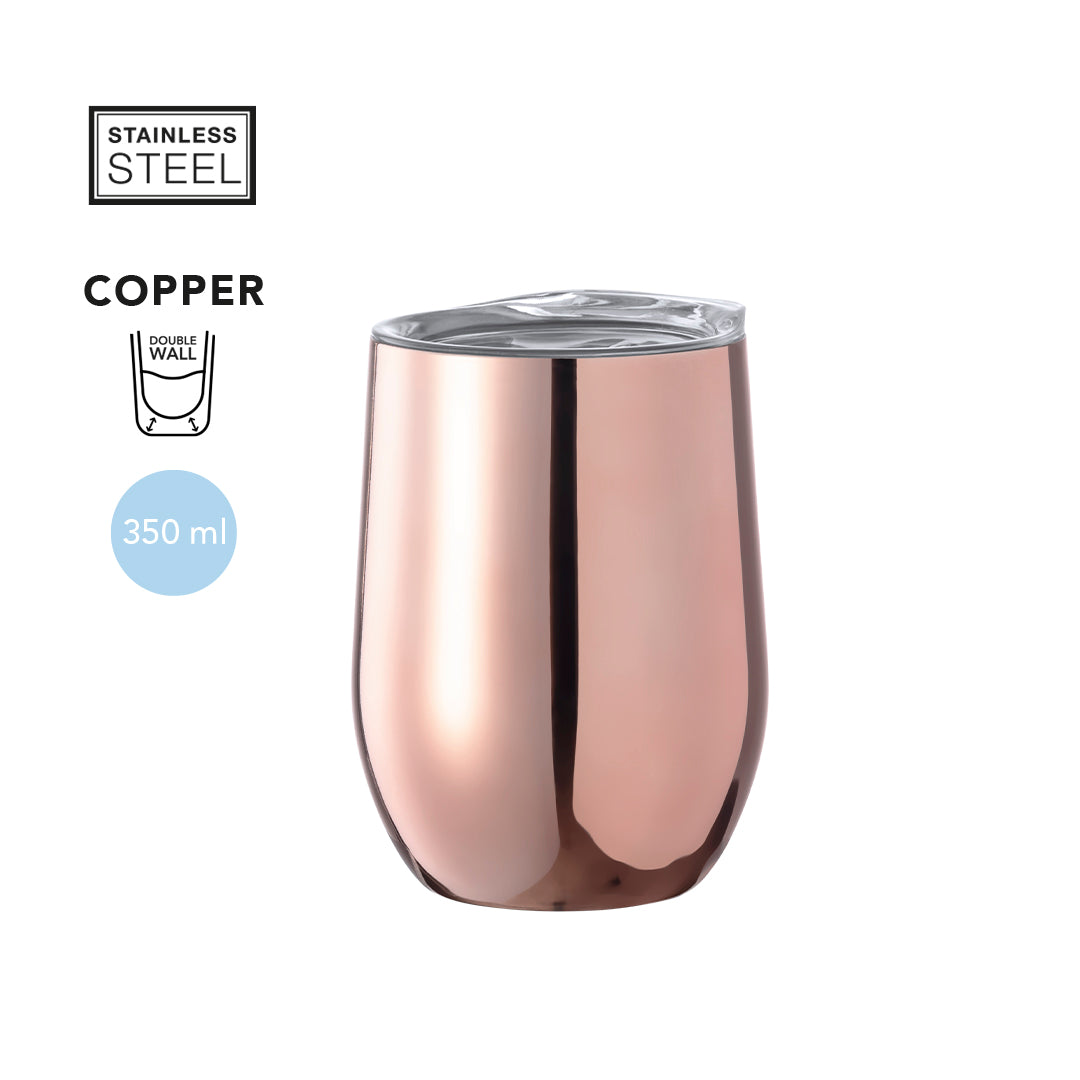 Copper Elegance Thermo Mug aus Edelstahl mit galvanisierter Kupferbeschichtung.