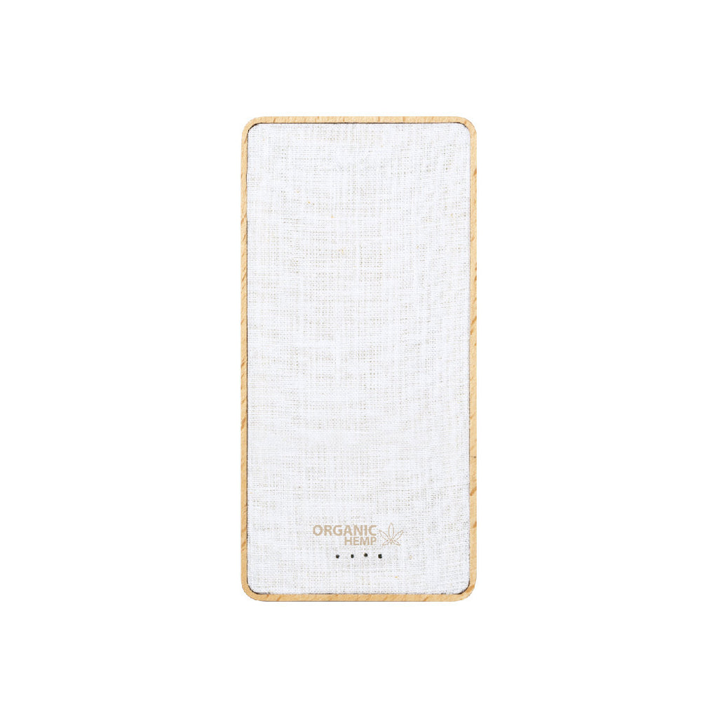 Externe Powerbank aus Hanf und Holz mit 8000 mAh, LED-Anzeige, USB- und Typ-C-Anschlüssen