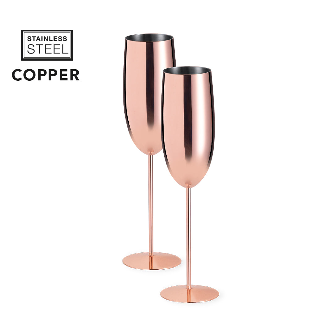 Copper Elegance Glass Set mit 270 ml Gläsern in glänzender Kupferbeschichtung.