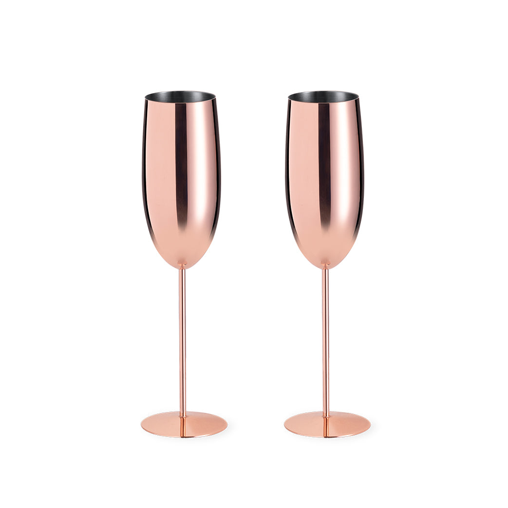 Copper Elegance Glass Set mit 270 ml Gläsern in glänzender Kupferbeschichtung.