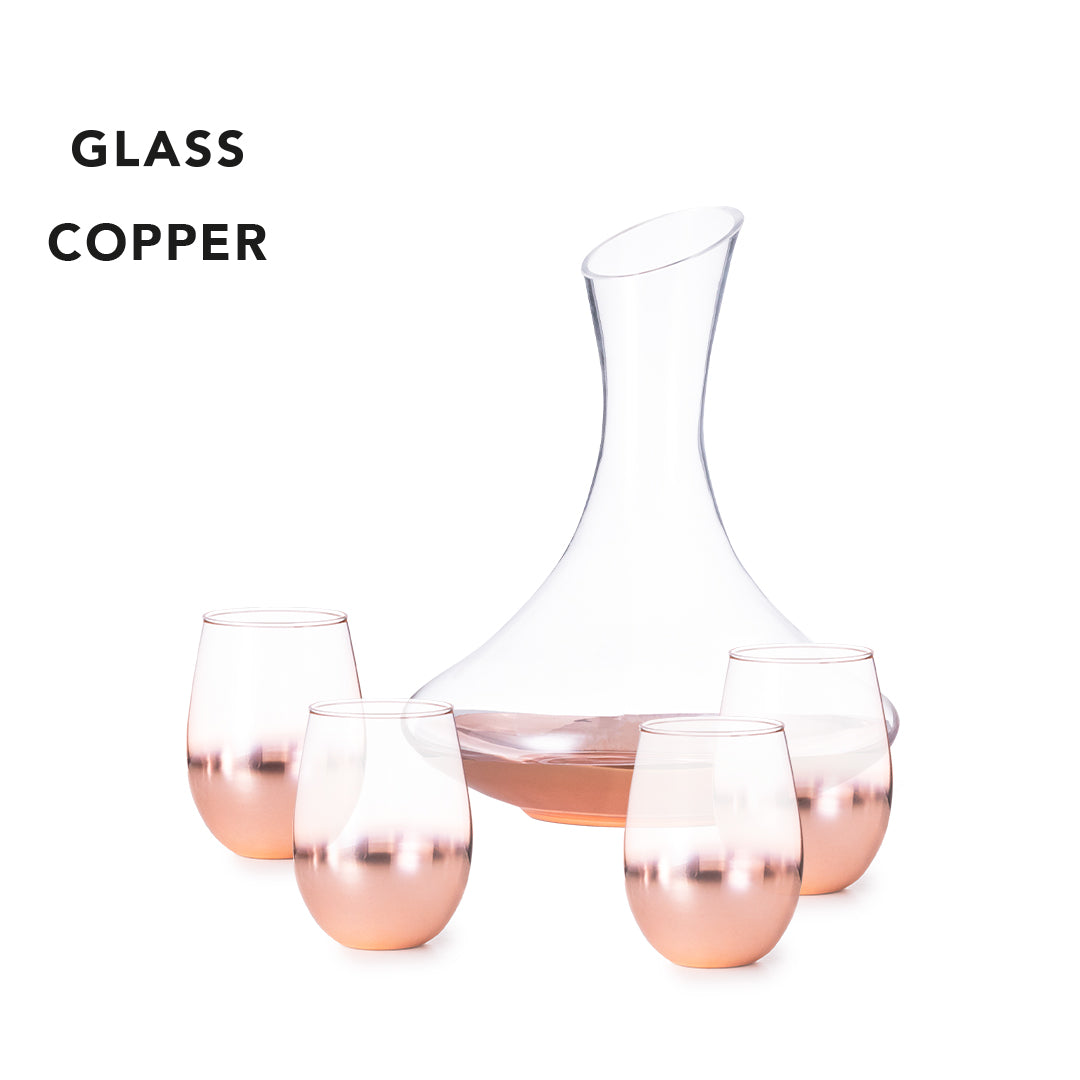 Weinset aus Glas mit rosa Farbverlauf, vier Gläsern à 500 ml und 1,8-l-Dekanter in schwarzer Geschenkbox