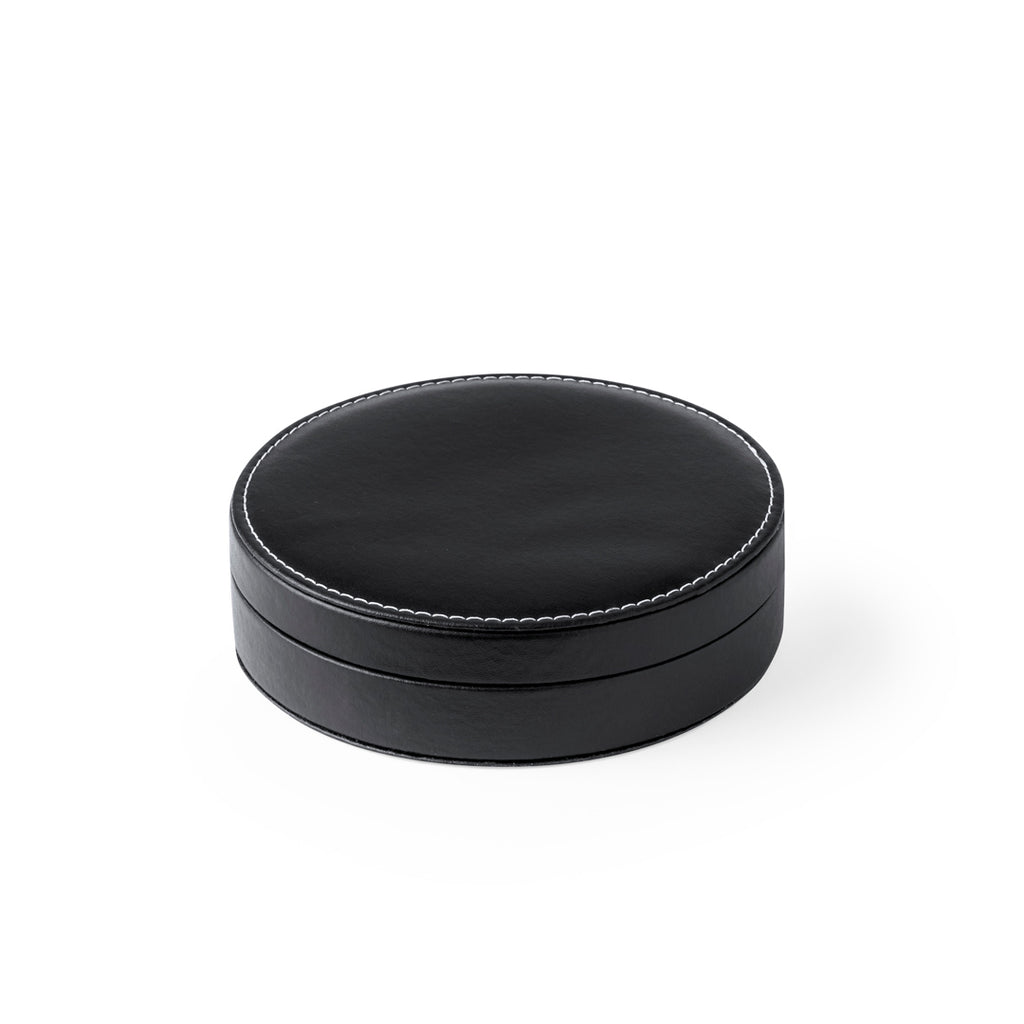 Rundes Weinset Elegance Circlt PU-Leder-Oberfläche und Edelstahl-Accessoires.e mi