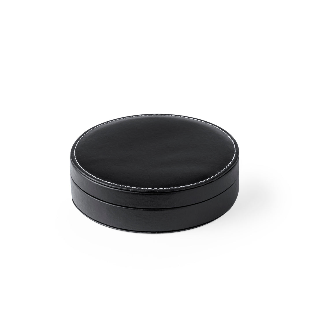 Rundes Weinset Elegance Circlt PU-Leder-Oberfläche und Edelstahl-Accessoires.e mi