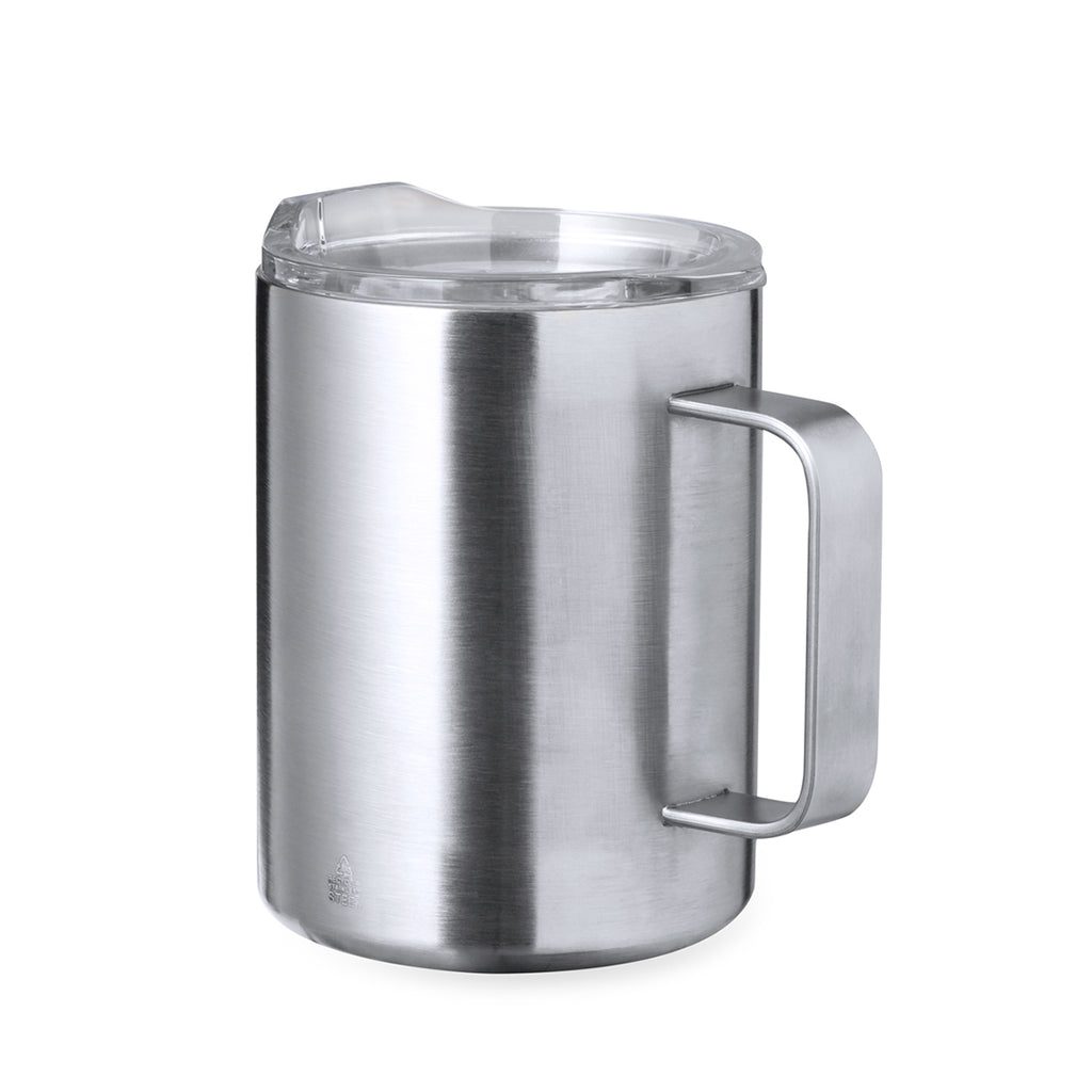 Recycled Steel Thermo Cup mit 370 ml Fassungsvermögen und BPA-freiem Deckel.