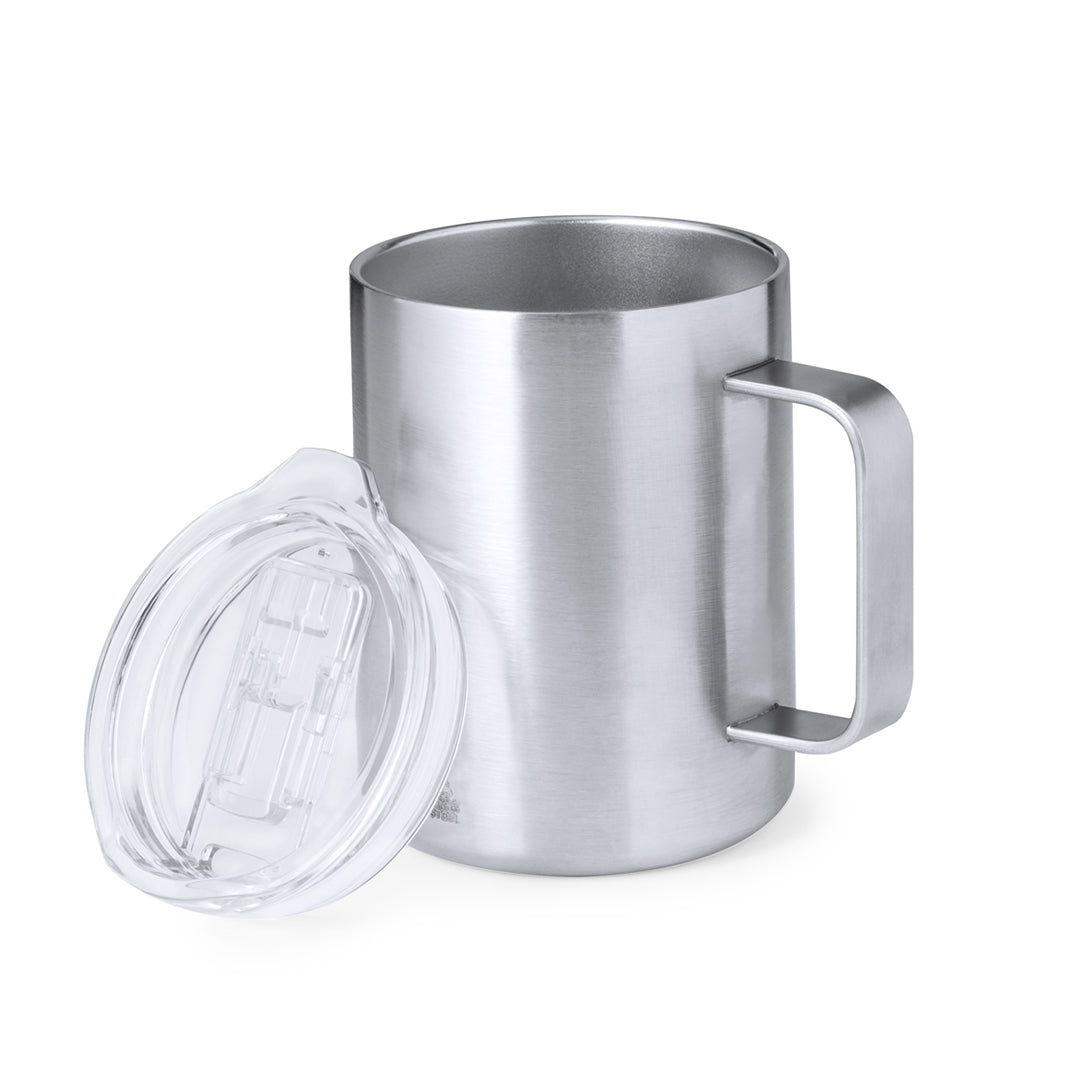 Recycled Steel Thermo Cup mit 370 ml Fassungsvermögen und BPA-freiem Deckel.