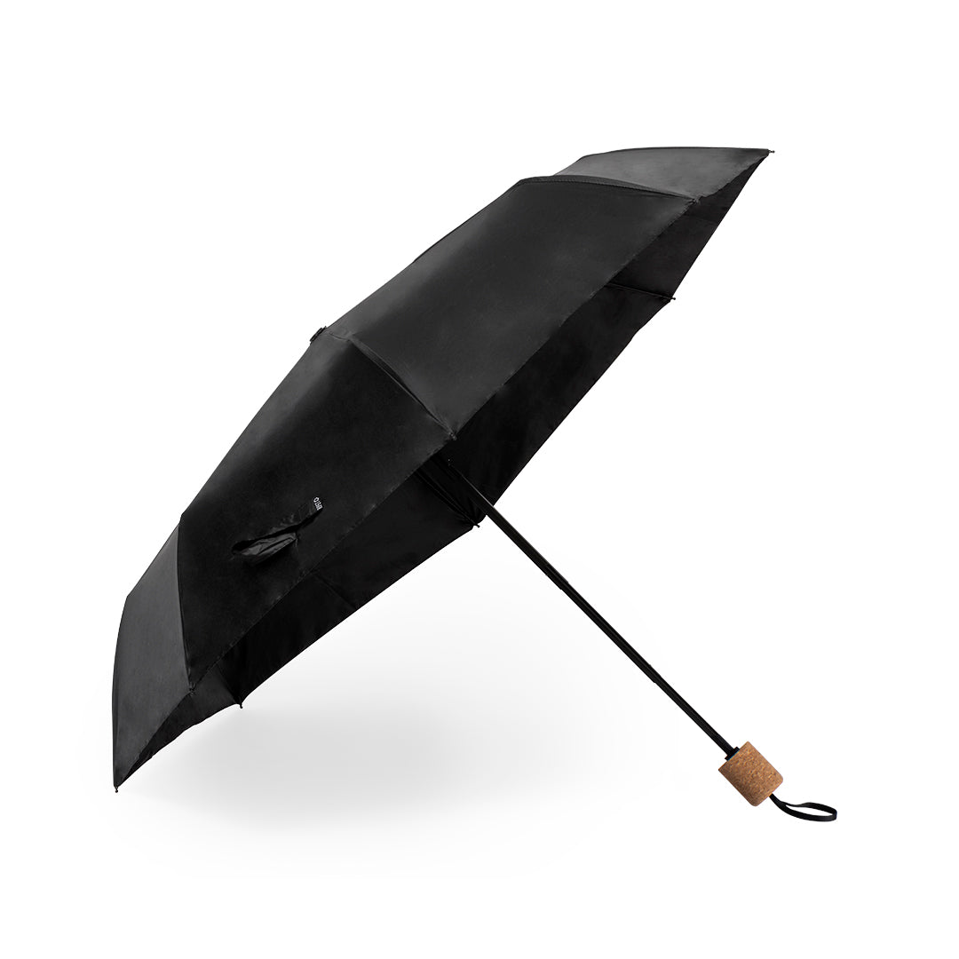 Elegant Eco Premium Set mit Thermobecher und faltbarem Regenschirm in mattem Design.