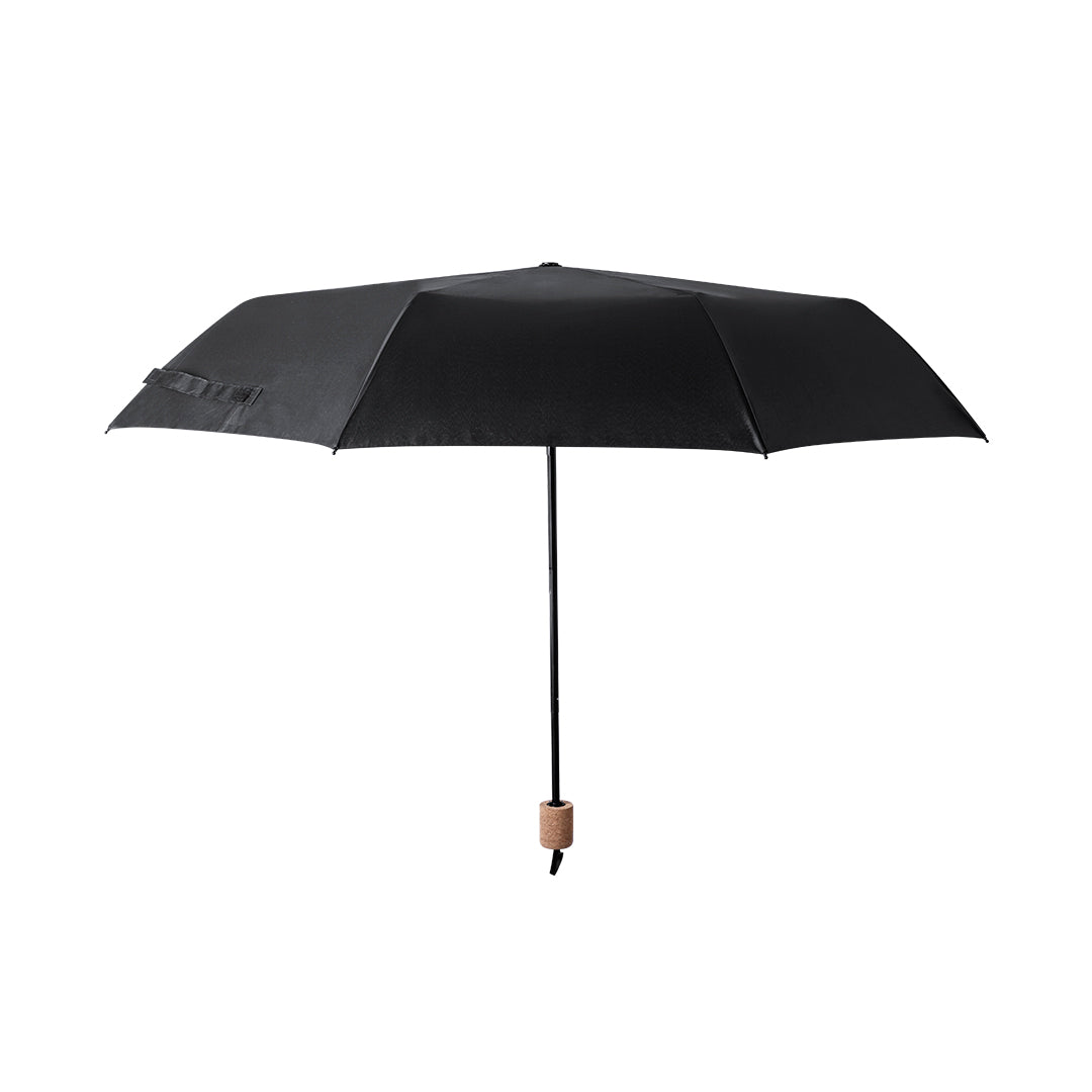 Elegant Eco Premium Set mit Thermobecher und faltbarem Regenschirm in mattem Design.