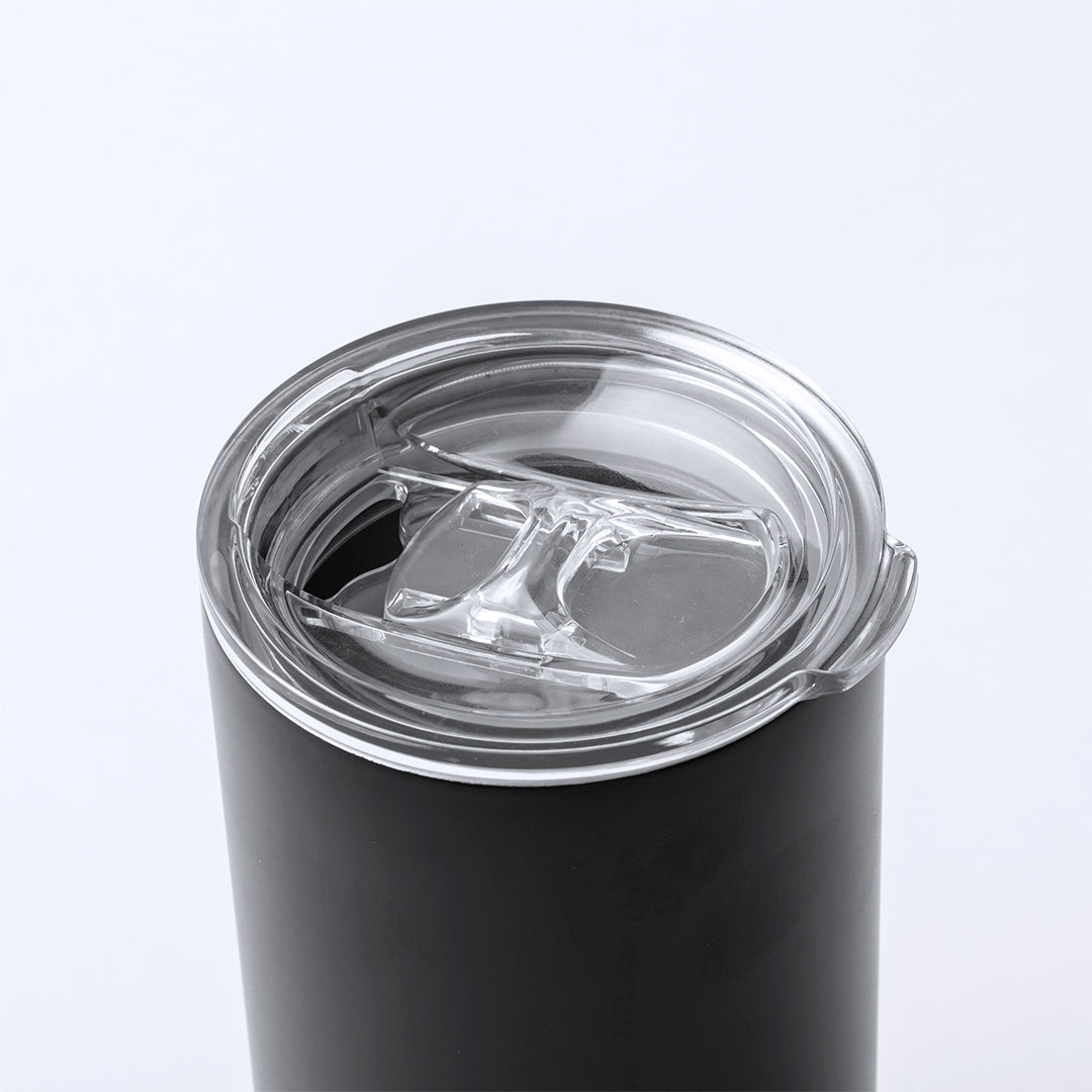 Elegant Eco Premium Set mit Thermobecher und faltbarem Regenschirm in mattem Design.