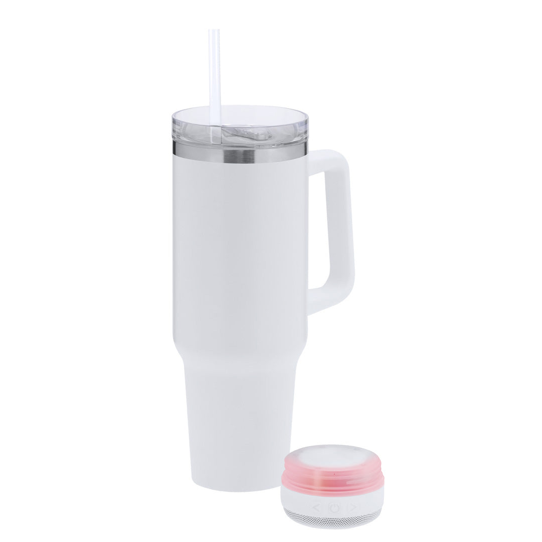 Thermobecher Sonic Thermo Pro mit Bluetooth-Lautsprecher und ergonomischem Griff.