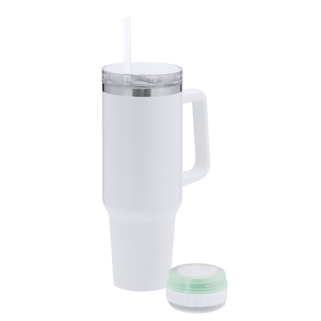 Thermobecher Sonic Thermo Pro mit Bluetooth-Lautsprecher und ergonomischem Griff.