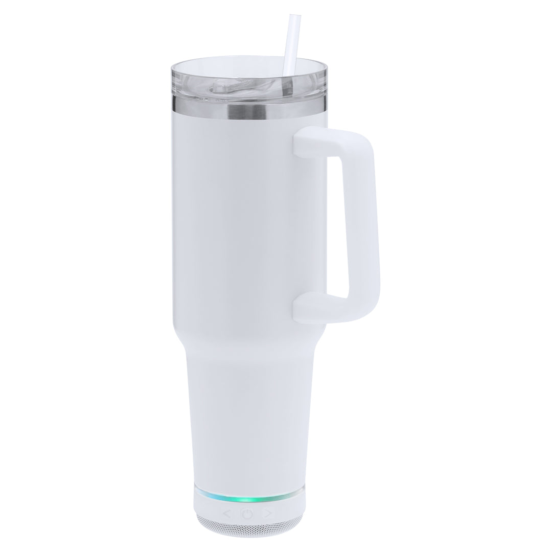 Thermobecher Sonic Thermo Pro mit Bluetooth-Lautsprecher und ergonomischem Griff.