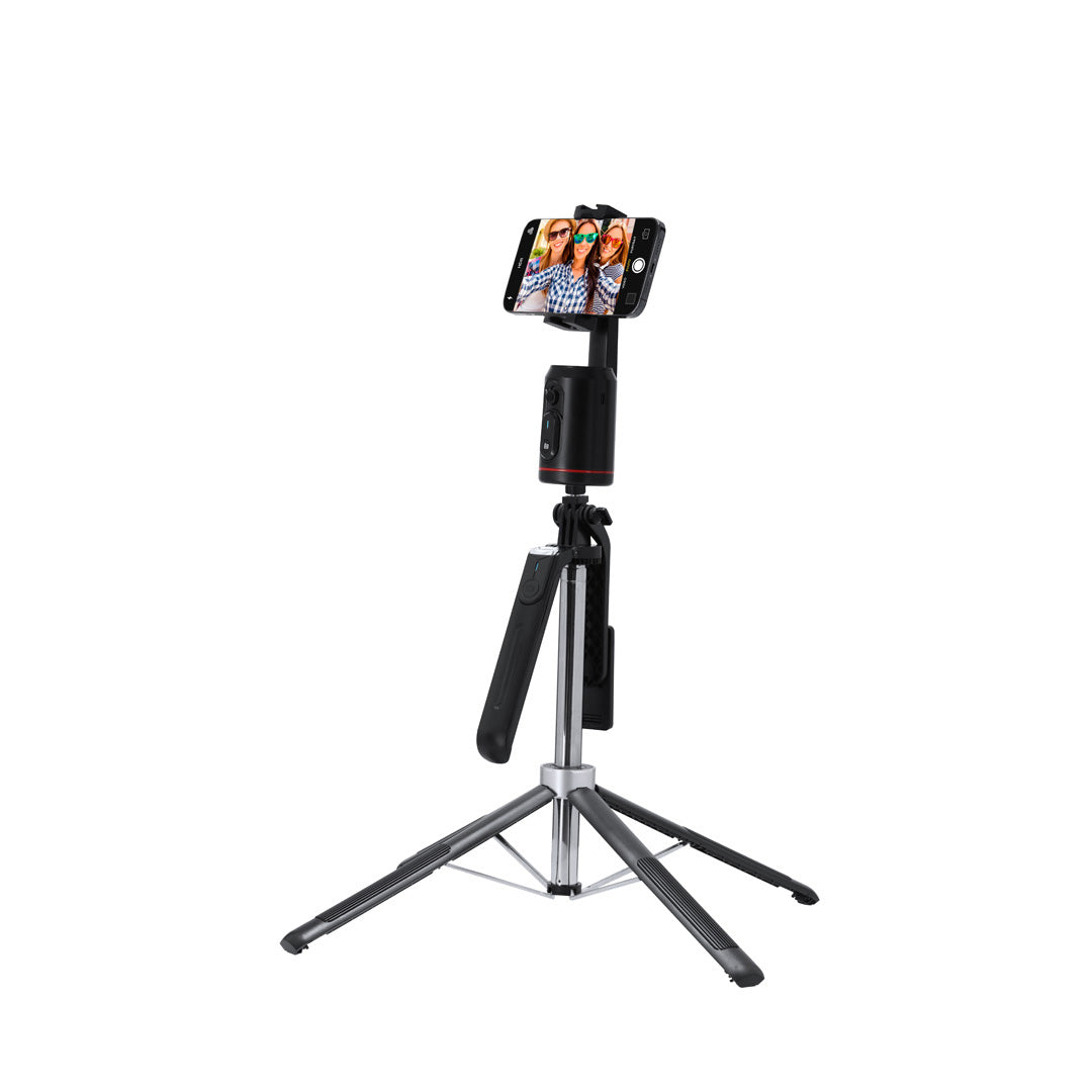 Smart Tracking Holder mit Basis und Stativ in Verwendung.