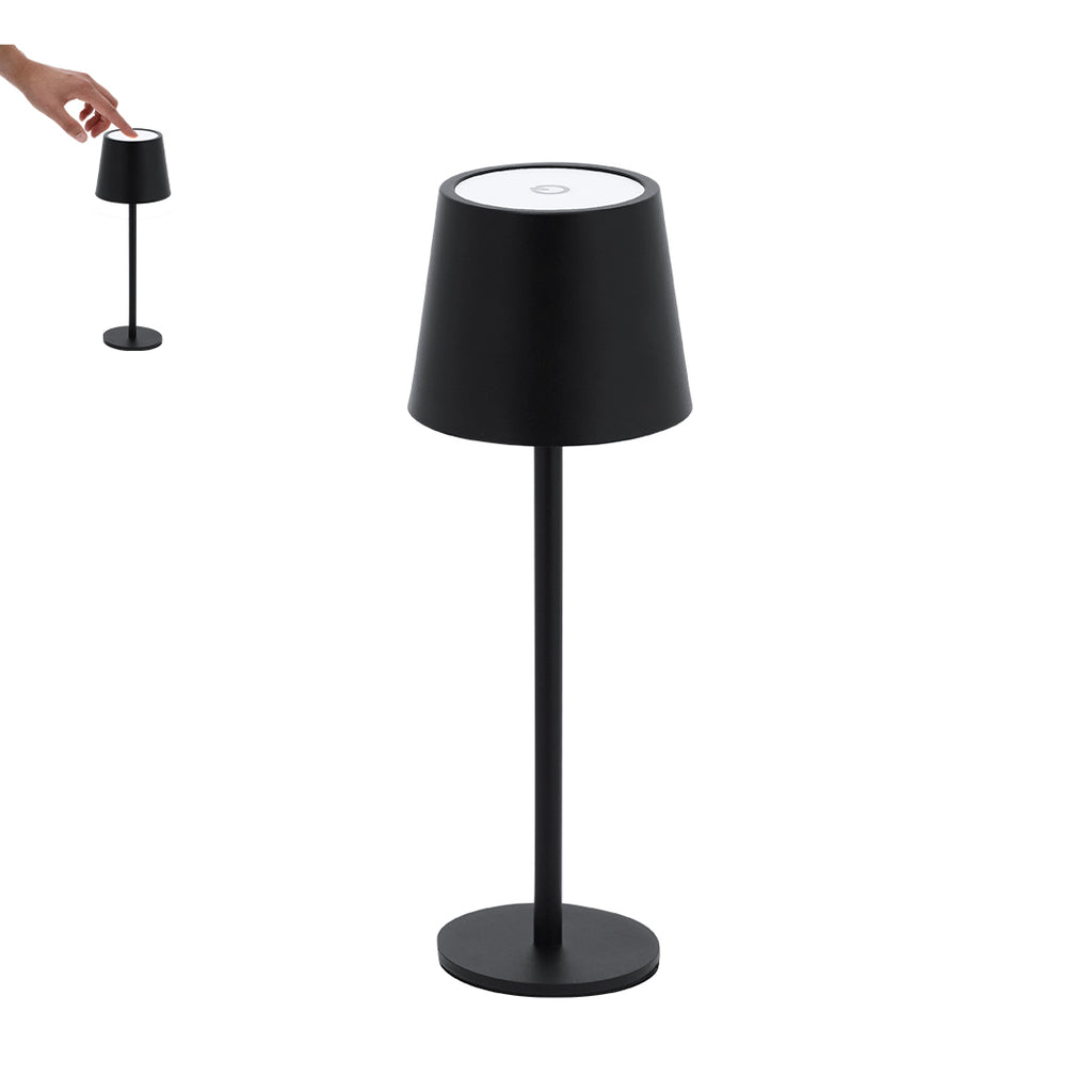 Stylish Touch Lamp mit Schwarz-Chrom-Finish und verschiedenen Lichtmodi.