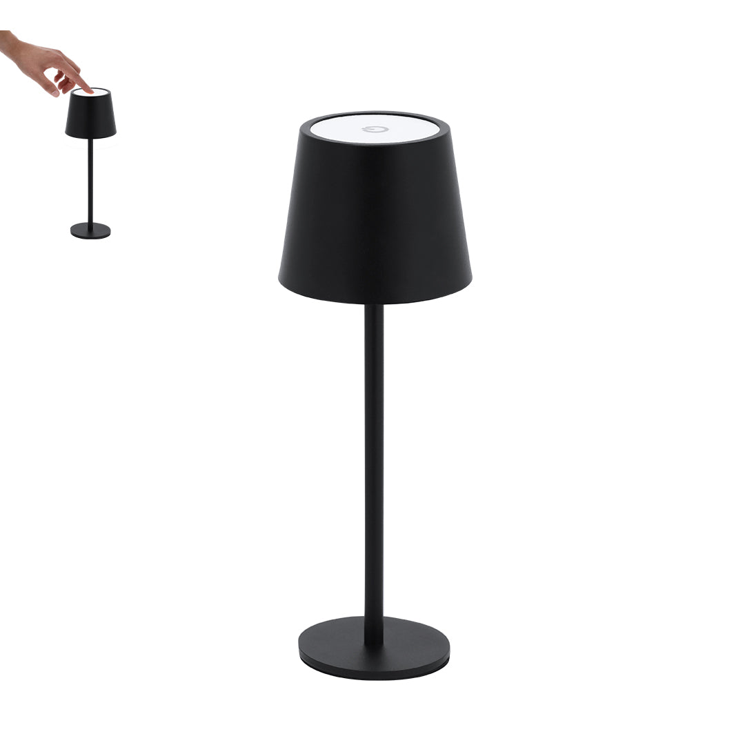 Stylish Touch Lamp mit Schwarz-Chrom-Finish und verschiedenen Lichtmodi.