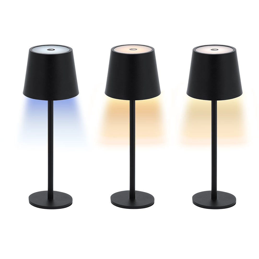 Stylish Touch Lamp mit Schwarz-Chrom-Finish und verschiedenen Lichtmodi.