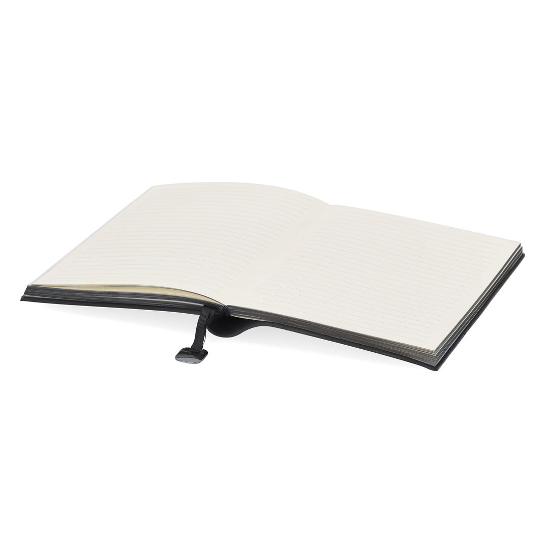 Elegant Black Premium Set mit Thermobecher, Notizbuch und Rollerpen in mattschwarzer Box.