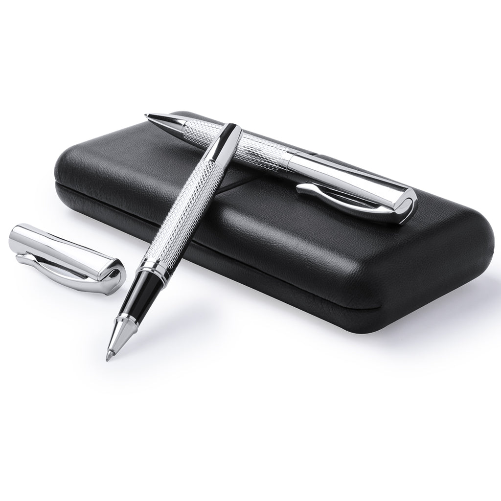 Luxuriöses Schreibset "Silver Prestige" mit Kugelschreiber und Füllfederhalter in eleganter Geschenkbox.