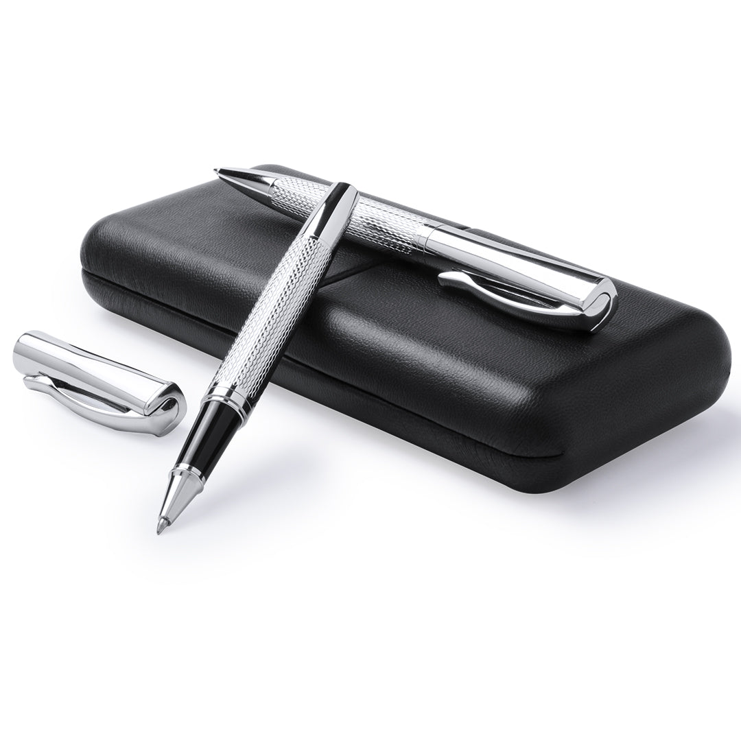 Luxuriöses Schreibset "Silver Prestige" mit Kugelschreiber und Füllfederhalter in eleganter Geschenkbox.