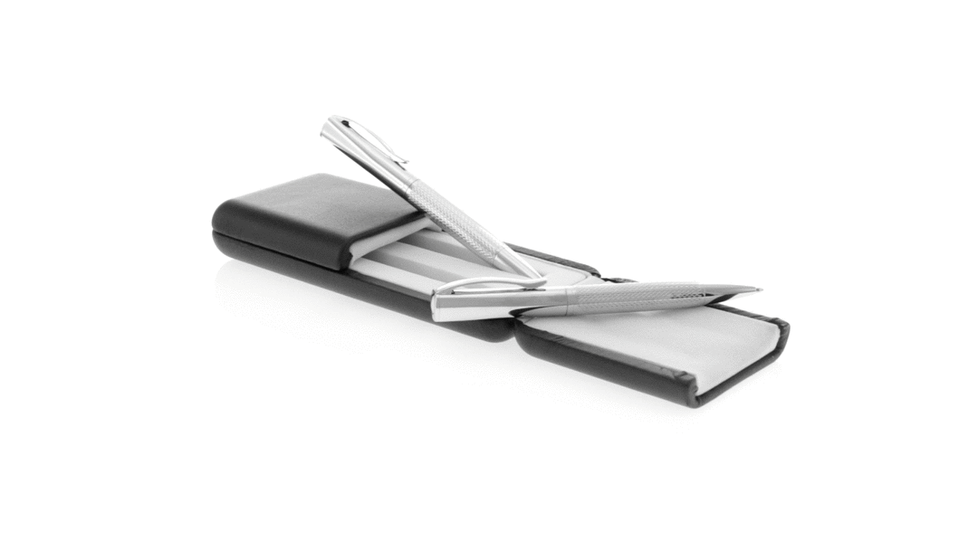 Luxuriöses Schreibset "Silver Prestige" mit Kugelschreiber und Füllfederhalter in eleganter Geschenkbox.