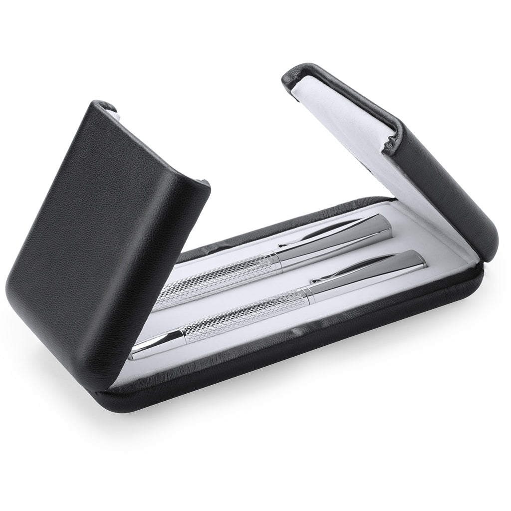 Luxuriöses Schreibset "Silver Prestige" mit Kugelschreiber und Füllfederhalter in eleganter Geschenkbox.